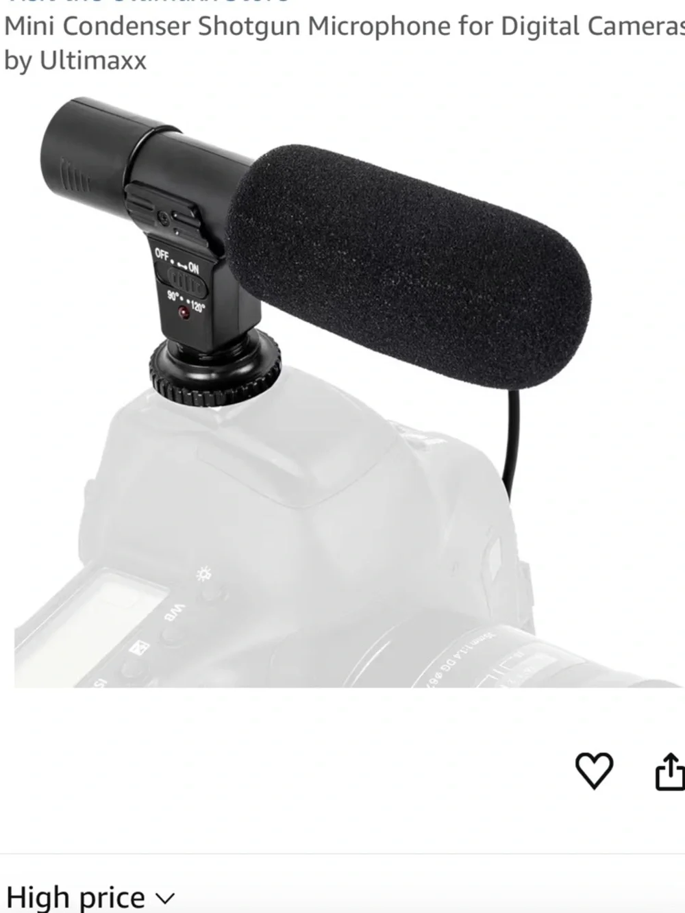 Black Mini Condenser Shotgun Microphone for Camera